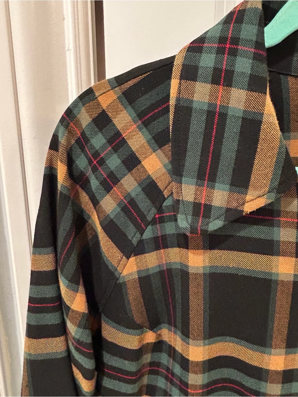 CAbi Moto Plaid Zip-Front Jacket in Black, Green, Gold Fall Brass Buttons M - Picture 4 of 13